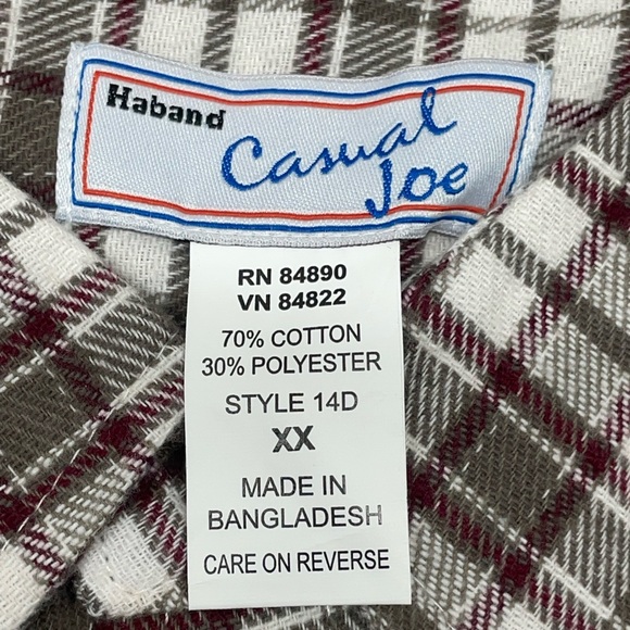Haband Casual Joe Brown and White Casual Button Down Shirt long sleeve Size: XXL - Picture 4 of 4